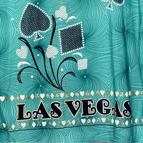 DC Classic XL XXL Top Shirt Blue Las Vegas Hearts Short Sleeve Scoop Neck P15 - Picture 2 of 7